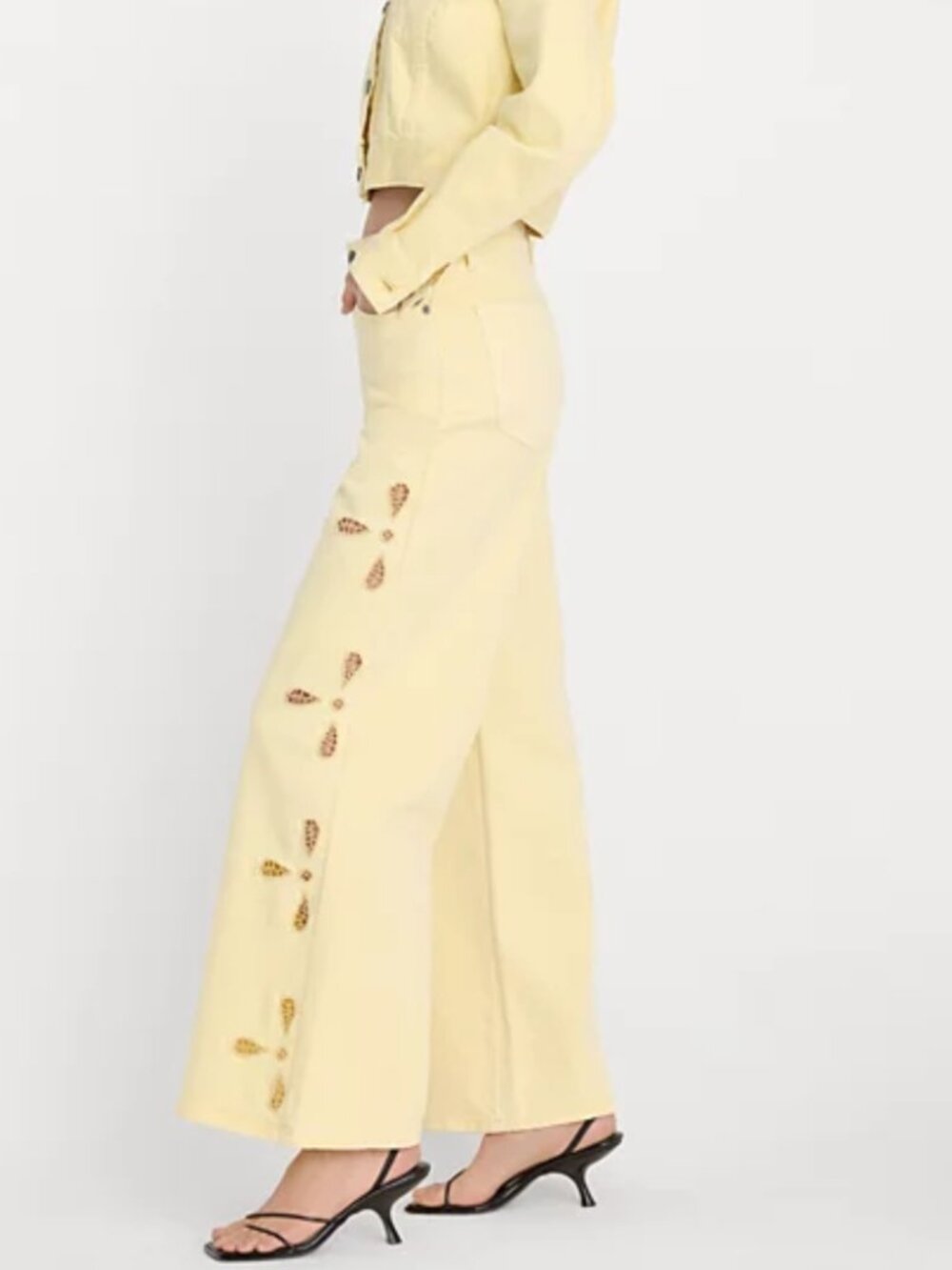 Good American Women's Wide-Leg Jeans Yellow High Waist Lyocell Size 0/25 NWT